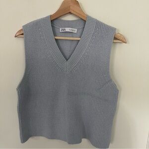 Zara Blue Knit Vest Small